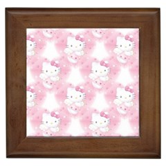 Hello Kitty Pattern, Hello Kitty, Child, White, Cat, Pink, Animal Framed Tile by nateshop