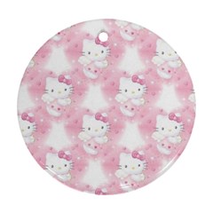 Hello Kitty Pattern, Hello Kitty, Child, White, Cat, Pink, Animal Ornament (round) by nateshop