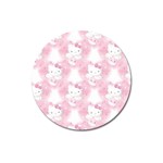 Hello Kitty Pattern, Hello Kitty, Child, White, Cat, Pink, Animal Magnet 3  (Round) Front