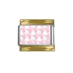 Hello Kitty Pattern, Hello Kitty, Child, White, Cat, Pink, Animal Gold Trim Italian Charm (9mm) by nateshop