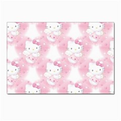 Hello Kitty Pattern, Hello Kitty, Child, White, Cat, Pink, Animal Postcards 5  X 7  (pkg Of 10) by nateshop