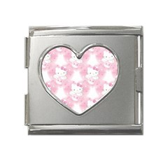 Hello Kitty Pattern, Hello Kitty, Child, White, Cat, Pink, Animal Mega Link Heart Italian Charm (18mm) by nateshop