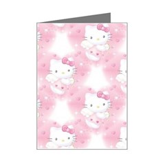 Hello Kitty Pattern, Hello Kitty, Child, White, Cat, Pink, Animal Mini Greeting Card by nateshop