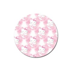 Hello Kitty Pattern, Hello Kitty, Child, White, Cat, Pink, Animal Magnet 3  (round) by nateshop