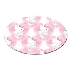 Hello Kitty Pattern, Hello Kitty, Child, White, Cat, Pink, Animal Oval Magnet by nateshop