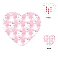 Hello Kitty Pattern, Hello Kitty, Child, White, Cat, Pink, Animal Playing Cards Single Design (heart)