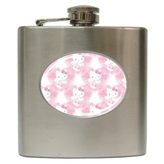 Hello Kitty Pattern, Hello Kitty, Child, White, Cat, Pink, Animal Hip Flask (6 Oz) by nateshop