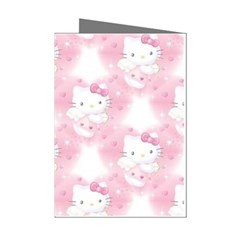 Hello Kitty Pattern, Hello Kitty, Child, White, Cat, Pink, Animal Mini Greeting Cards (pkg Of 8) by nateshop