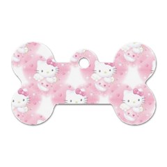 Hello Kitty Pattern, Hello Kitty, Child, White, Cat, Pink, Animal Dog Tag Bone (two Sides) by nateshop