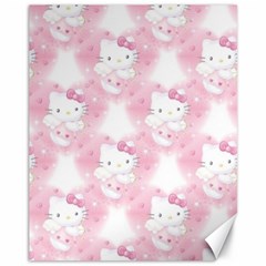 Hello Kitty Pattern, Hello Kitty, Child, White, Cat, Pink, Animal Canvas 11  X 14  by nateshop