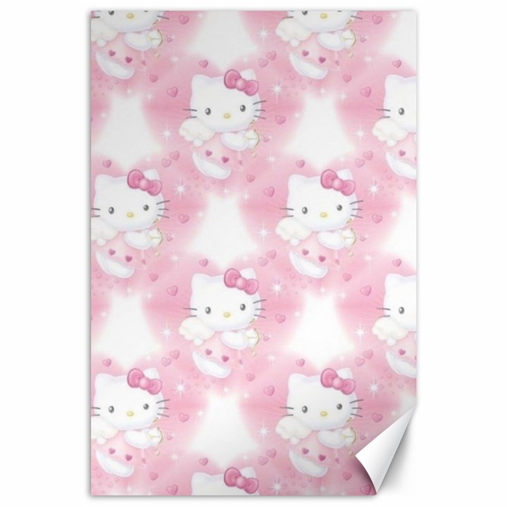 Hello Kitty Pattern, Hello Kitty, Child, White, Cat, Pink, Animal Canvas 24  x 36 