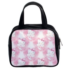 Hello Kitty Pattern, Hello Kitty, Child, White, Cat, Pink, Animal Classic Handbag (two Sides) by nateshop