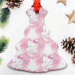 Hello Kitty Pattern, Hello Kitty, Child, White, Cat, Pink, Animal Ornament (Christmas Tree)  Front