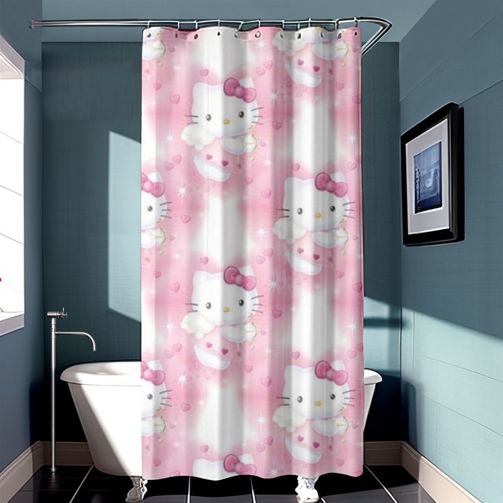 Hello Kitty Pattern, Hello Kitty, Child, White, Cat, Pink, Animal Shower Curtain 36  x 72  (Stall) 