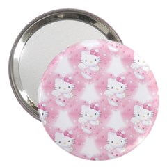 Hello Kitty Pattern, Hello Kitty, Child, White, Cat, Pink, Animal 3  Handbag Mirrors by nateshop