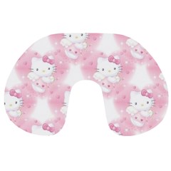 Hello Kitty Pattern, Hello Kitty, Child, White, Cat, Pink, Animal Travel Neck Pillow by nateshop