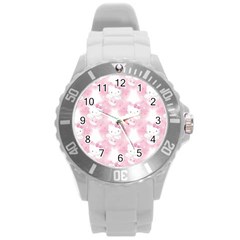 Hello Kitty Pattern, Hello Kitty, Child, White, Cat, Pink, Animal Round Plastic Sport Watch (l) by nateshop