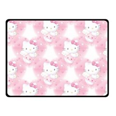 Hello Kitty Pattern, Hello Kitty, Child, White, Cat, Pink, Animal Two Sides Fleece Blanket (small) by nateshop