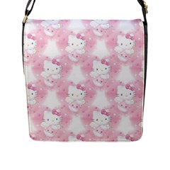 Hello Kitty Pattern, Hello Kitty, Child, White, Cat, Pink, Animal Flap Closure Messenger Bag (l) by nateshop