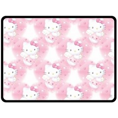 Hello Kitty Pattern, Hello Kitty, Child, White, Cat, Pink, Animal Two Sides Fleece Blanket (large) by nateshop