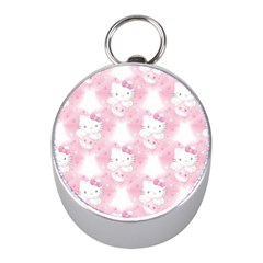 Hello Kitty Pattern, Hello Kitty, Child, White, Cat, Pink, Animal Mini Silver Compasses by nateshop