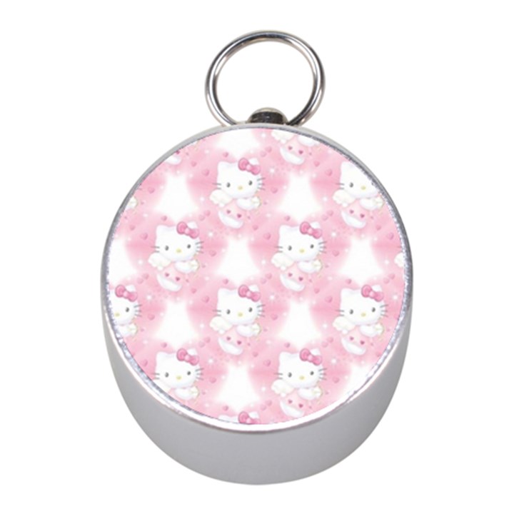 Hello Kitty Pattern, Hello Kitty, Child, White, Cat, Pink, Animal Mini Silver Compasses