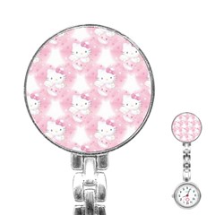 Hello Kitty Pattern, Hello Kitty, Child, White, Cat, Pink, Animal Stainless Steel Nurses Watch by nateshop