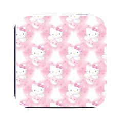 Hello Kitty Pattern, Hello Kitty, Child, White, Cat, Pink, Animal Square Metal Box (black) by nateshop