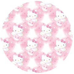 Hello Kitty Pattern, Hello Kitty, Child, White, Cat, Pink, Animal Wooden Bottle Opener (round) by nateshop