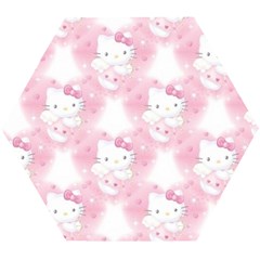 Hello Kitty Pattern, Hello Kitty, Child, White, Cat, Pink, Animal Wooden Puzzle Hexagon by nateshop