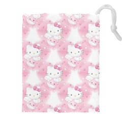 Hello Kitty Pattern, Hello Kitty, Child, White, Cat, Pink, Animal Drawstring Pouch (5xl) by nateshop