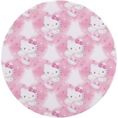 Hello Kitty Pattern, Hello Kitty, Child, White, Cat, Pink, Animal Uv Print Round Tile Coaster