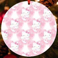 Hello Kitty Pattern, Hello Kitty, Child, White, Cat, Pink, Animal Uv Print Acrylic Ornament Round