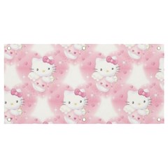 Hello Kitty Pattern, Hello Kitty, Child, White, Cat, Pink, Animal Banner And Sign 4  X 2  by nateshop