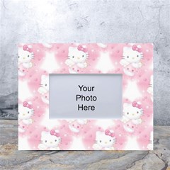 Hello Kitty Pattern, Hello Kitty, Child, White, Cat, Pink, Animal White Tabletop Photo Frame 4 x6  by nateshop