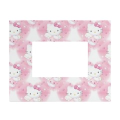 Hello Kitty Pattern, Hello Kitty, Child, White, Cat, Pink, Animal White Tabletop Photo Frame 4 x6  by nateshop