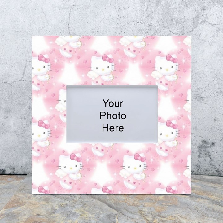 Hello Kitty Pattern, Hello Kitty, Child, White, Cat, Pink, Animal White Box Photo Frame 4  x 6 