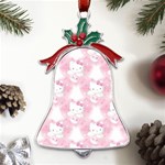 Hello Kitty Pattern, Hello Kitty, Child, White, Cat, Pink, Animal Metal Holly Leaf Bell Ornament Front