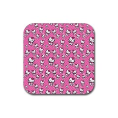 Hello Kitty Pattern, Hello Kitty, Child Rubber Coaster (square) by nateshop