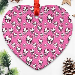 Hello Kitty Pattern, Hello Kitty, Child Heart Ornament (two Sides) by nateshop