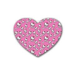 Hello Kitty Pattern, Hello Kitty, Child Rubber Coaster (heart) by nateshop