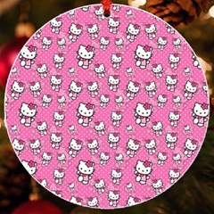 Hello Kitty Pattern, Hello Kitty, Child Uv Print Acrylic Ornament Round by nateshop