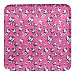 Hello Kitty Pattern, Hello Kitty, Child Square Glass Fridge Magnet (4 Pack) by nateshop