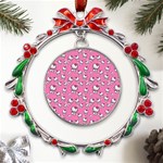 Hello Kitty Pattern, Hello Kitty, Child Metal X mas Wreath Ribbon Ornament Front