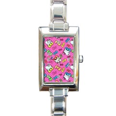 Hello Kitty, Cute, Pattern Rectangle Italian Charm Watch by nateshop