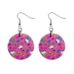 Hello Kitty, Cute, Pattern Mini Button Earrings by nateshop