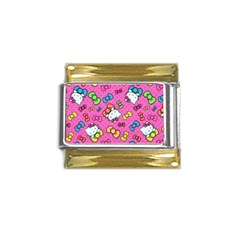 Hello Kitty, Cute, Pattern Gold Trim Italian Charm (9mm) by nateshop