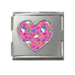 Hello Kitty, Cute, Pattern Mega Link Heart Italian Charm (18mm) by nateshop