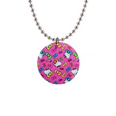 Hello Kitty, Cute, Pattern 1  Button Necklace by nateshop