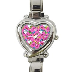 Hello Kitty, Cute, Pattern Heart Italian Charm Watch by nateshop